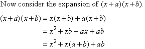 (x+a)(x+b) = x^2 + (a+b)x + ab