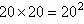 20 squared in index form