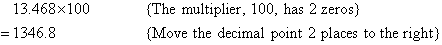 Move the decimal point 2 places to the right.