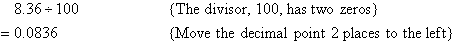 Move the decimal point 2 places to the left.