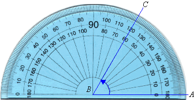 Using a protractor to measure angle ABC