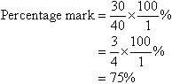 Percentage mark = 75%