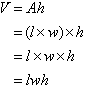 V = lwh